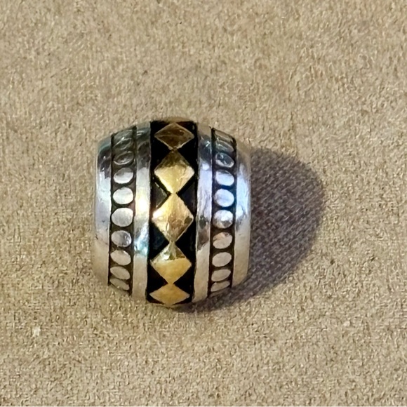 Brighton Night Diamond bead in brass on black with silver edges Retired - Picture 1 of 7
